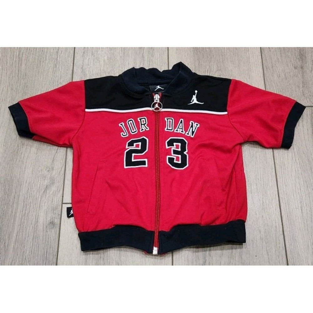 Michael Air Jordan #23 Red Black Toddler‎ Zip Up Warm up Jacket Size 18 months